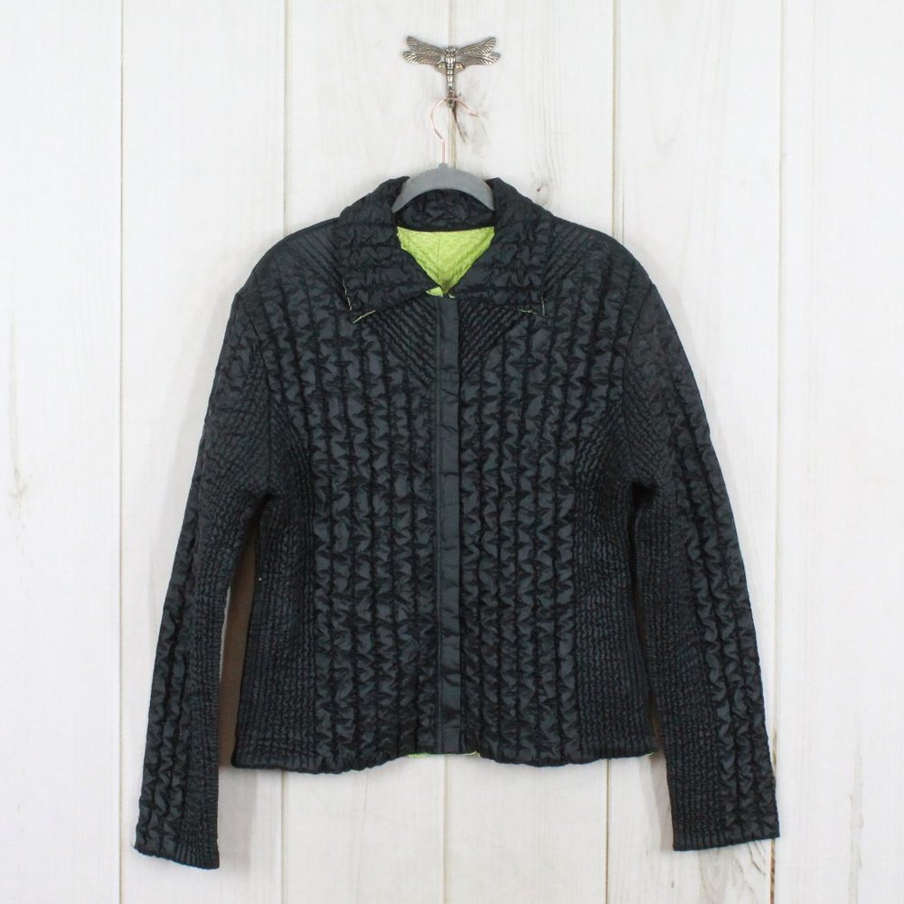 UBU Green Black Reversible Quilted Crinkle Packable Jacket Size XL - Picture 2 of 12